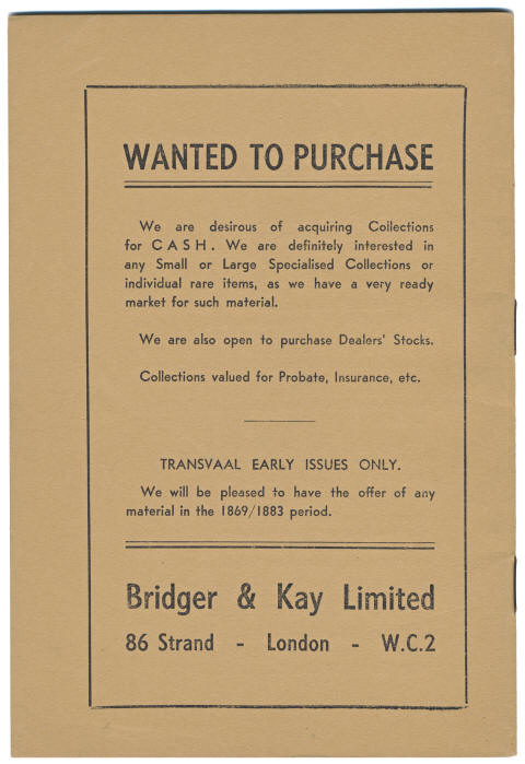 Bridger & Kay Price List 1950